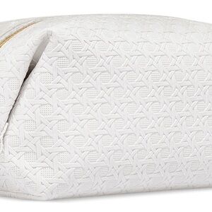 Tory Burch White Embossed Cosmetic Bag